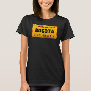 Bogota Underbar Flagga License Plate Colombia T Shirt