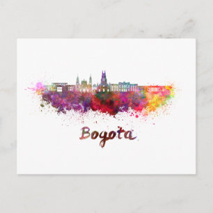 Bogota v2 skyline i vattenfärg vykort