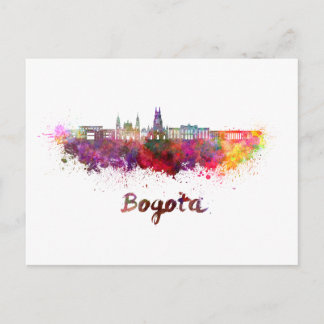 Bogota v2 skyline i vattenfärg vykort