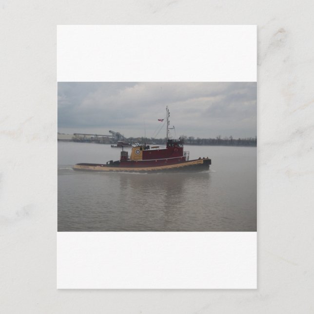Bogserbåt i dimman vykort (Framsida)