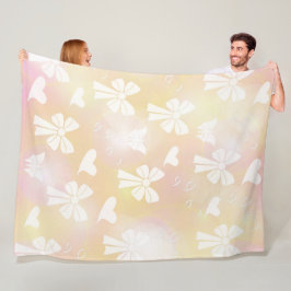 Bogsering, band, vitt, pastellform, hjärtan, ljus, fleecefilt