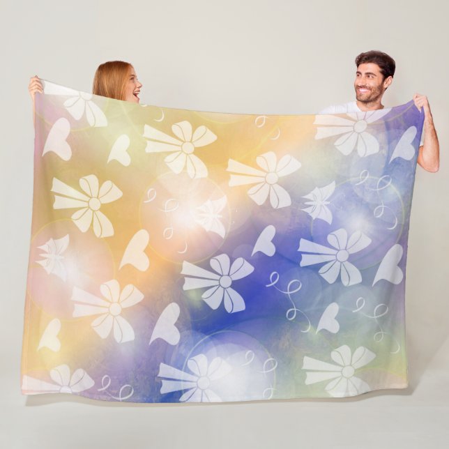 Bogsering, band, vitt, pastellform, hjärtan, ljus, fleecefilt (På plats)