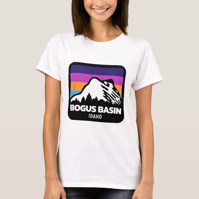Bogus Sin Idaho Skiing Snowboarding Mountains Fami T Shirt (Framsida)