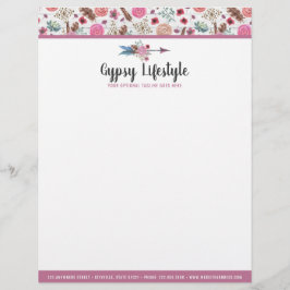 Bohem för vattenfärg för Boho chic lantlig Brevhuvud