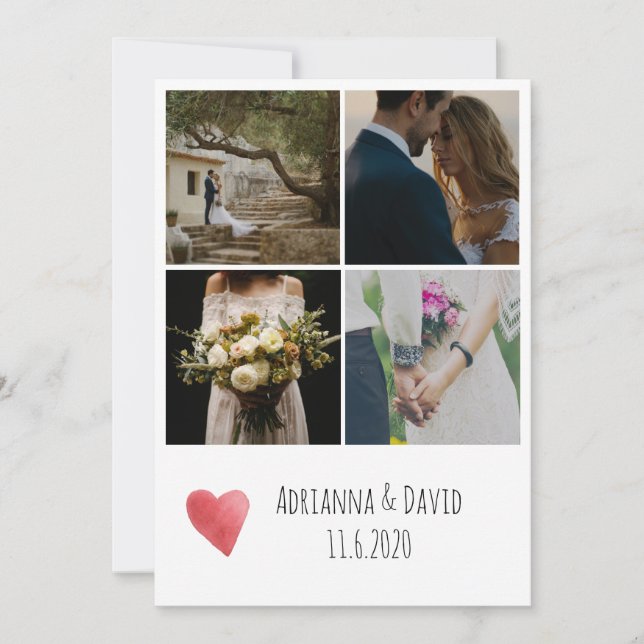 Bohem fyra foto som gifta sig tack kort (Framsida)