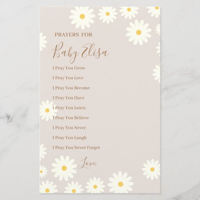 Bohemain Daisy Blommigt Prayers for Baby (Framsida)