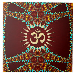 Bohemain Jewel Om Symbol Ceramic Tile Kakelplatta