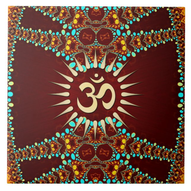 Bohemain Jewel Om Symbol Ceramic Tile Kakelplatta (Framsidan)