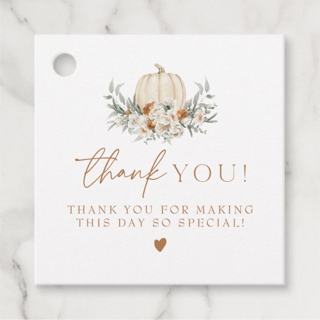 BOHEME Boho Fall Terracotta Blommigt Pumpkin Gåvor Etiketter (Framsida)