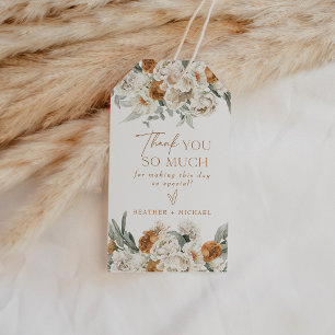 BOHEME Earthy Terracotta Blommigt Tack för Presentetikett