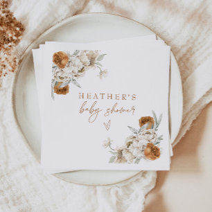BOHEME Terracotta Blommigt Bohemian Baby Shower Pappersservett
