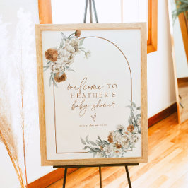 BOHEME Terracotta Blommigt Boho Baby Shower Välkom Poster