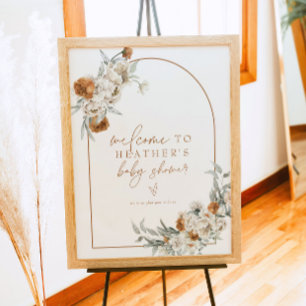 BOHEME Terracotta Blommigt Boho Baby Shower Välkom Poster