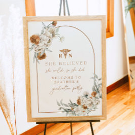 BOHEME Terracotta Blommigt Boho RN Nurse Studenten Poster