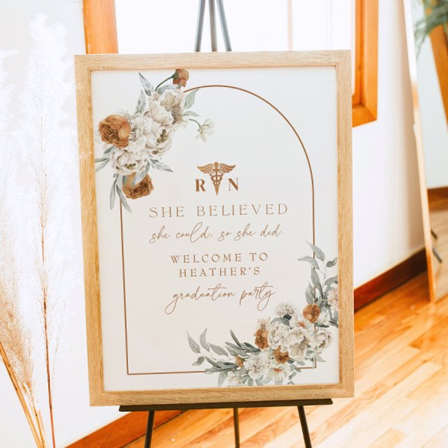 BOHEME Terracotta Blommigt Boho RN Nurse Studenten Poster (Skapare uppladdad)