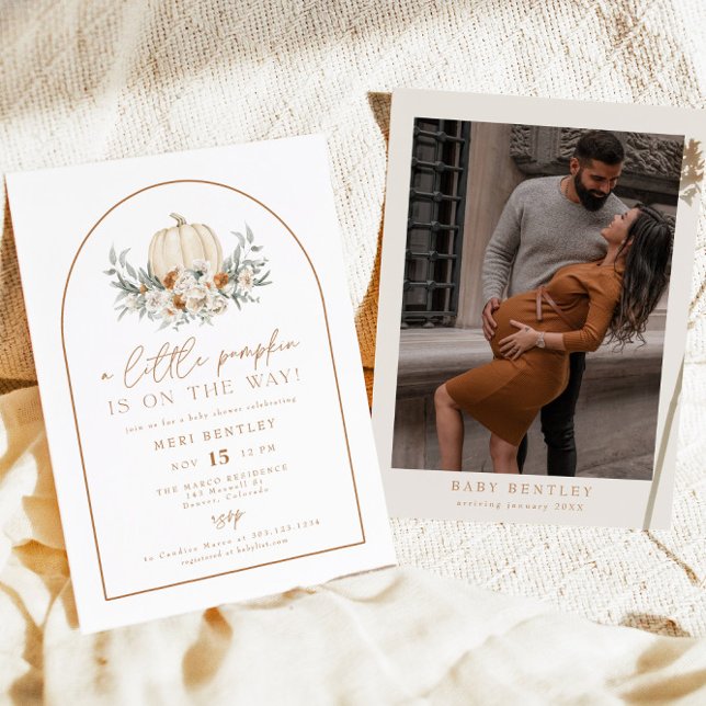 BOHEME Terracotta Blommigt Pumpkin Baby Shower Inbjudningar (Skapare uppladdad)