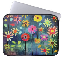 Bohemerade blommor färgglada laptop fodral