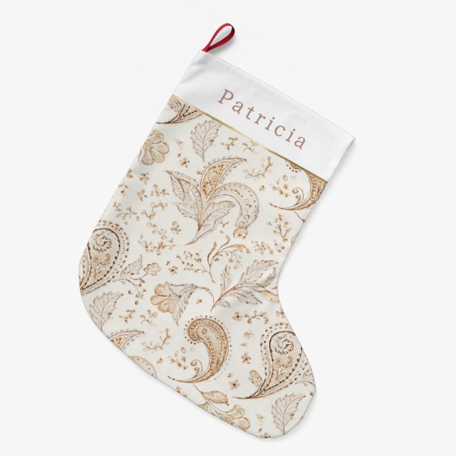 Bohemiam Boho Kräm Vit Jul   Stor Julstrumpa (Framsidan (Hängande))