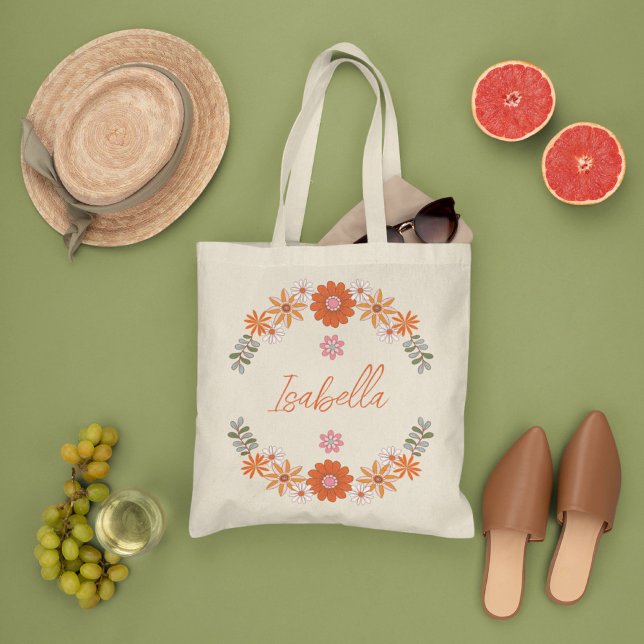 Bohemiam Groovy Flowers, Vild Minimal Flower Tygkasse (Skapare uppladdad)