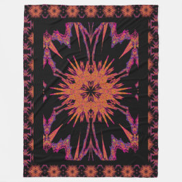 Bohemian Abstrakt Golden Hyacinth Blommigt Fleecefilt