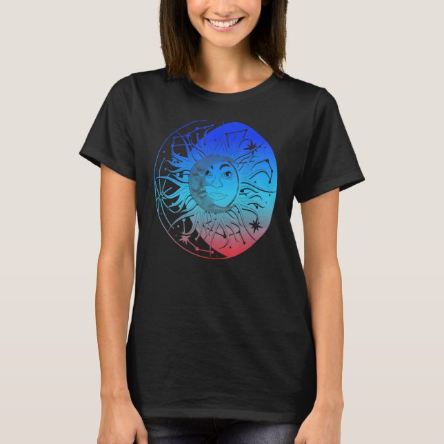 Bohemian Aesthetic Crescent Moon Astronomy Sun Ast T Shirt (Framsida)