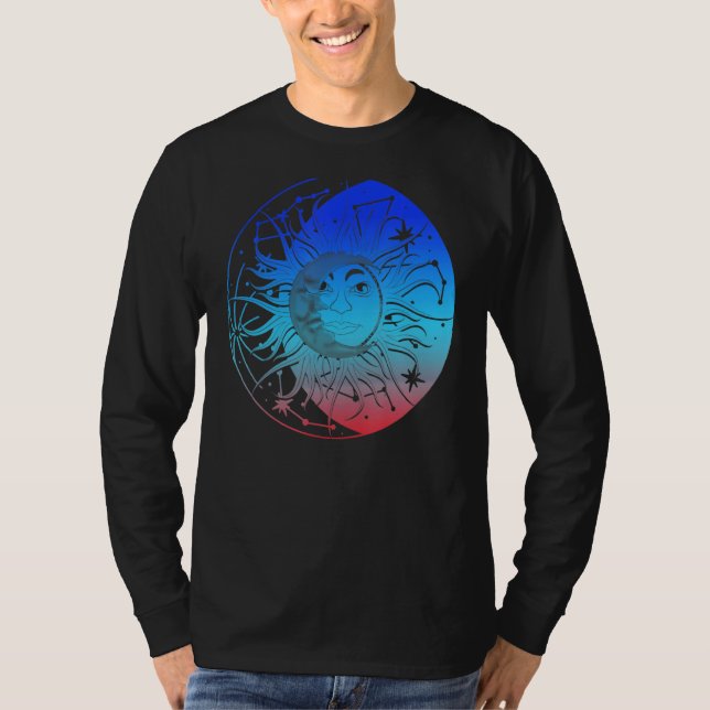 Bohemian Aesthetic Crescent Moon Astronomy Sun Ast T Shirt (Framsida)
