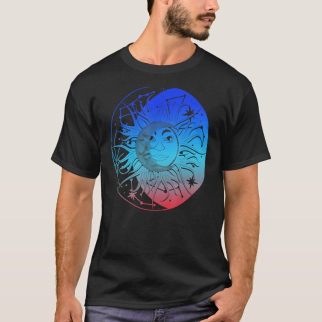 Bohemian Aesthetic Crescent Moon Astronomy Sun Ast T Shirt (Framsida)