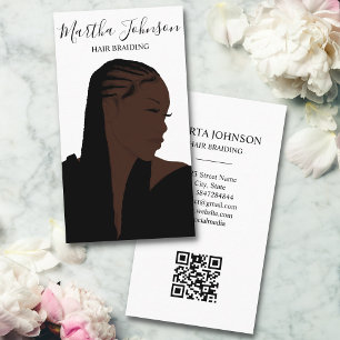 Bohemian Afro American Braids Braiding QR Code Visitkort