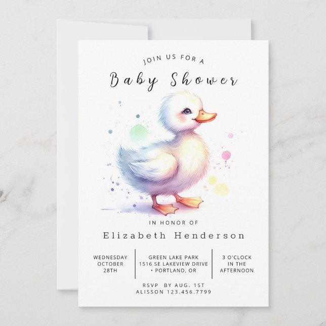 Bohemian Anpassningsbar Anka Baby Shower Inbjudningar (Framsida)