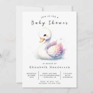 Bohemian Anpassningsbar Svan Baby Shower Inbjudningar