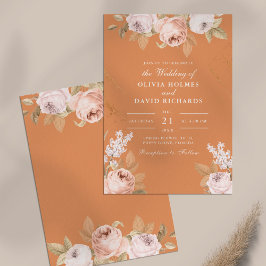 Bohemian Apricot Peonies bröllopsinbjudan Inbjudningar