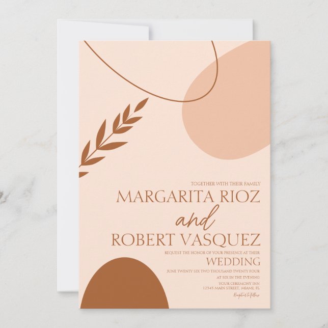 Bohemian Arch Shapes Tan Terracotta Bröllop Inbjudningar (Framsida)
