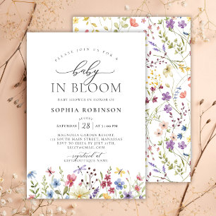 Bohemian Baby i Bloom Wildblomme Baby Shower Inbjudningar