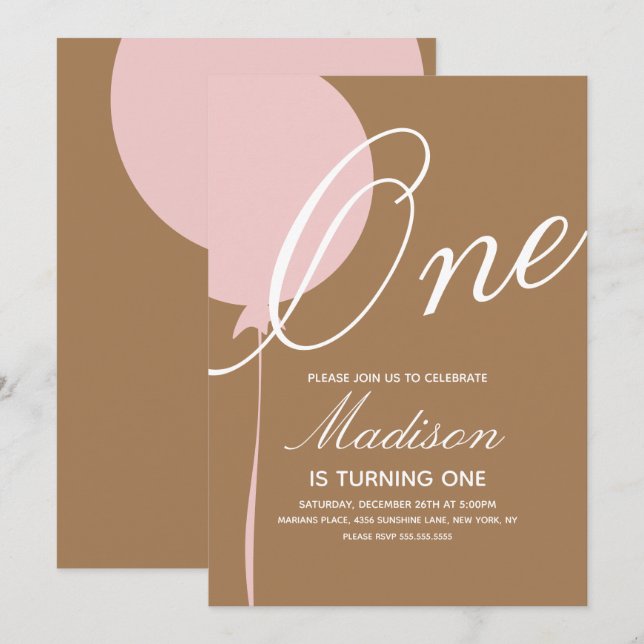 Bohemian Balloon Turning En Födelsedagsfest Inbjudningar (Fram/baksida)