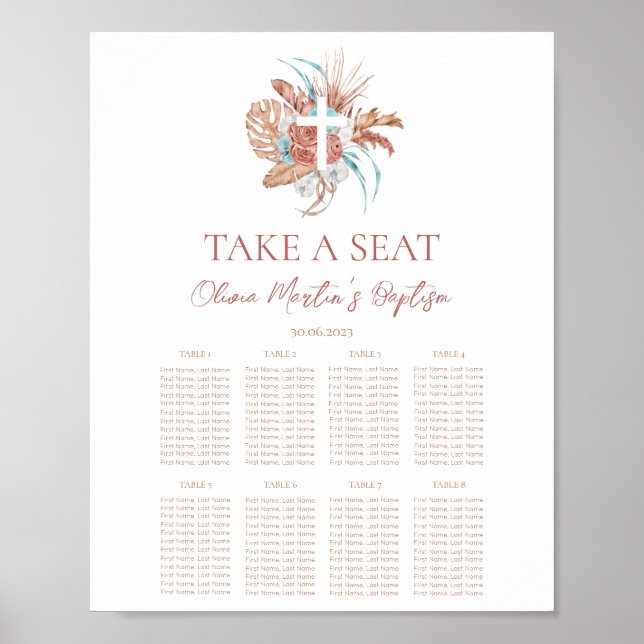 Bohemian Baptism Boho Christening Seediagram 3 Poster (Framsidan)