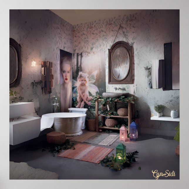 "Bohemian Bath Bliss - Fairy and Feminine Elegance Poster (Framsidan)