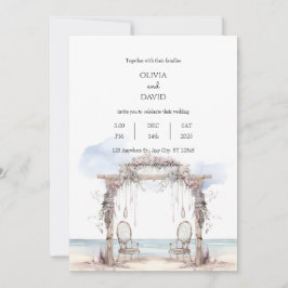 Bohemian Beach Ceremony Reception Arch Bröllop Inbjudningar