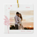 Bohemian Beach Handflatan Träd Photo Ceramic Ornam Julgransprydnad Keramik<br><div class="desc">Bohemistranden handflatan träd och stjärnor,  helgdag fotodekoration vid mjuk rosa.</div>