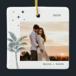 Bohemian Beach Handflatan Träd Photo Ceramic Ornam Julgransprydnad Keramik<br><div class="desc">Bohemistranden handflatan träd och stjärnor,  helgdag fotodekoration i grönt av rustic emerald.</div>