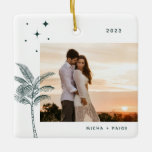 Bohemian Beach Handflatan Träd Photo Ceramic Ornam Julgransprydnad Keramik<br><div class="desc">Bohemistranden handflatan träd och stjärnor,  helgdag fotodekoration i grönt av rustic emerald.</div>