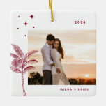 Bohemian Beach Handflatan Träd Photo Ceramic Ornam Julgransprydnad Keramik<br><div class="desc">Bohemistranden handflatan träd och stjärnor,  helgdag fotodekoration i festive Red.</div>