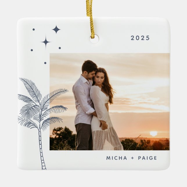 Bohemian Beach Handflatan Träd Photo Julgransprydnad Keramik (Framsida)