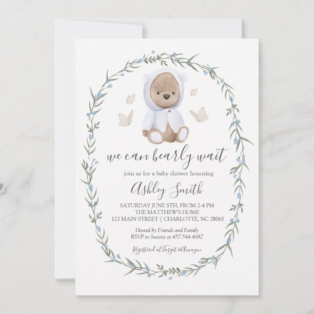Bohemian Bear Baby Shower-inbjudan Inbjudningar (Framsida)