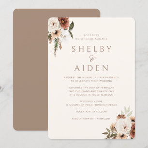 Bohemian Beige, minimalistisk Neutralt Bröllop Inbjudningar