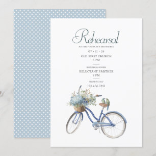 Bohemian Bicycle Watercolor Bröllop Rehearsal Inbjudningar