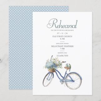 Bohemian Bicycle Watercolor Bröllop Rehearsal Inbjudningar
