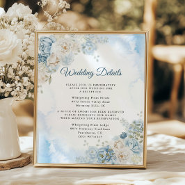 Bohemian Blå Ivory Ros Blommor Bröllopsdetaljer