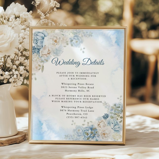 Bohemian Blå Ivory Ros Blommor Bröllopsdetaljer (Skapare uppladdad)