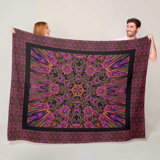 Bohemian Black Daylily Patterned Mysigt Fleecefilt (På plats)