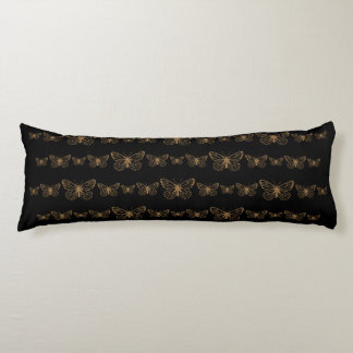 Bohemian Black Guld Butterflies Body Pillow Kroppskudde